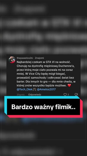 Ważne info na start: konkurs na GTA 6 cały czas trwa! Pawłowi podarowałem grę od siebie prywatnie, poza główną akcją, więc dalej macie szansę na wygraną w konkursie. 🎮 Teraz najważniejsze: bardzo bym Was prosił o wpłatę chociażby symbolicznej kwoty na zbiórkę dla Pawła. To naprawdę świetny gościu, który pomimo choroby się nie poddaje i z uśmiechem podchodzi do życia. Jest graczem takim jak każdy z nas, ale zmaga się z naprawdę ciężką chorobą. Pokażmy, że jako gracze potrafimy sobie pomóc w trud