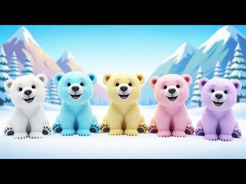 Five Little Polar Bears Stomp Stomp Stomp | Winter Animal Songs & Counting for Kids