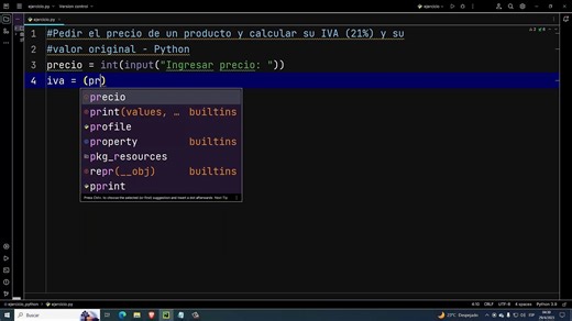 Pedir el precio de un producto y calcular su IVA (21%) y su valor original en Python