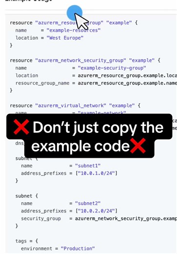 Most beginners just copy/paste code from the terraform registry, learn to build each block from scratch and build your confidence. #azure #terraform #techtok #tiktokviral #kloudskool