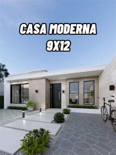 Casa moderna una planta 9x12 m – Diseño y recorrido interior