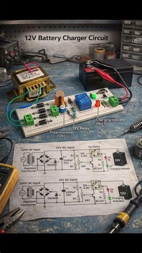 🛠️ 12V Battery Charger Circuit Kaise Banaye | Automatic Cut-off (With Diagram) #nn_electric_hobe