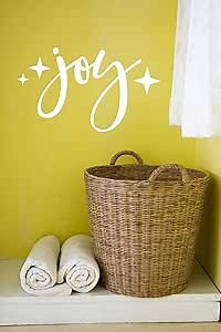 Joy Script Vinyl Letters with Stars Wall Decals Winter Holiday Sticker 23x13-inch White