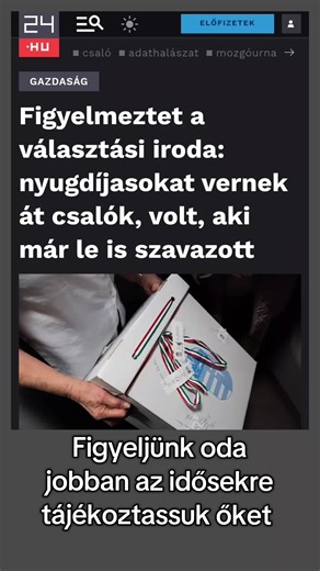 Figyelmeztet a választási iroda: nyugdíjasokat vernek át csalók, volt, aki már le is szavazott