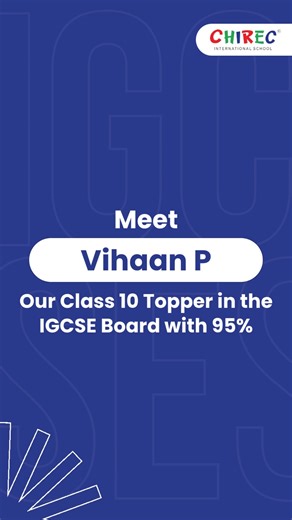 CHIREC International School on Instagram: "Meet Vihaan P, our IGCSE Class 10 topper with an impressive 95%. His success is the result of consistent effort, unwavering dedication, and quiet daily discipline, encouraged every step of the way by his proud parents and the CHIREC community. #TopperTalks #IGCSE2025 #StudentSuccess #VihaanP #CHIREC #InternationalSchool #Inspiration #ParentSupport #Consistency #MadeAtCHIREC"