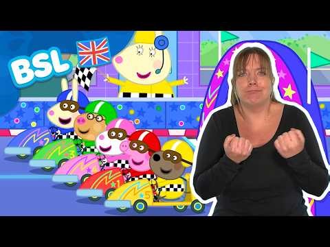 Race Cars! 🏎️ BSL Peppa Pig Tales 👋 Peppa Pig - Sign Language for Kids