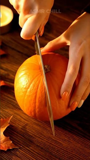 🎃 Cutting a Mini Pumpkin in Cinematic Slow Motion | Pure Halloween ASMR Satisfaction