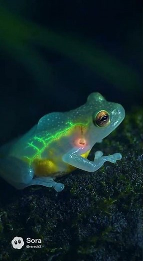 透明カエルの鼓動――超リアルな発光生物のマクロ映像Translucent Frog Heartbeat – Ultra-Real Bioluminescent Macro Footage