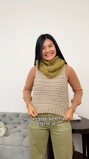 58K views · 829 reactions | Handmade outfits! Both patterns are available for free at knitcroaddict.com #handmadeoutfit #crochetvest #knittedcowl | KnitcroAddict | Facebook