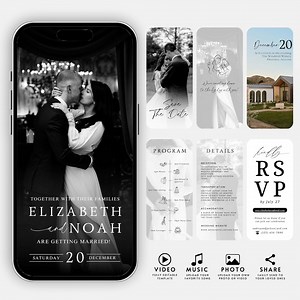 Animated Wedding Video Invitation: Minimalist Digital Phone Template (canva Editable) - Etsy