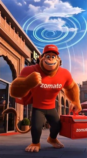 Hanumanji joins Zomato as a delivery boy #hanuman #deliveryboy #ai #god #shortvideo #shorts #funny