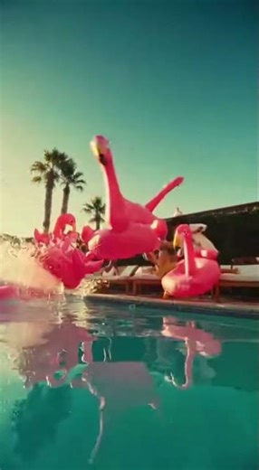 Flamingo Storm at the Pool #viral