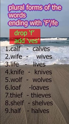 PLURAL FORMS OF THE WORDS ENDING WITH ‘F’/‘FE’#BASIC ENGLISH GRAMMAR#english world#englishspeaking