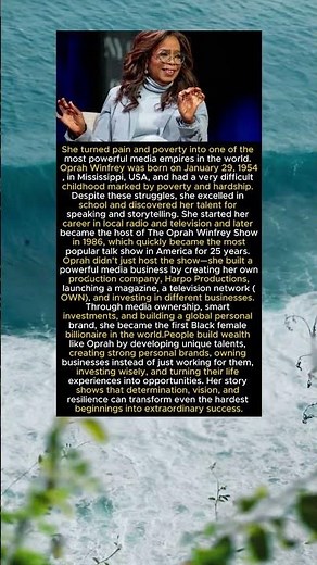 Oprah Winfrey Biography 2026 | From Poverty to Billionaire | Inspiring Success Story