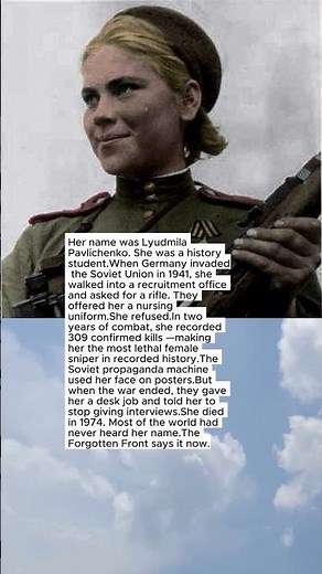lyudmila pavlichenko Killed 309 Enemy Soldiers — And the Soviet Army Pretended She Didn't Exist #ww2