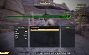 Fallout 76 Tutorial - Attaching a Swing Analyzer to Grant's Saber - What Box Game