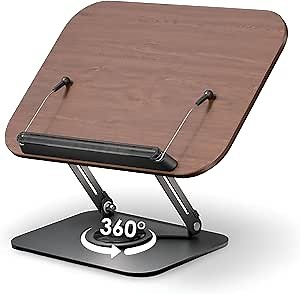 Adjustable Book Stand for Reading with 360° Rotating Base, Foldable & Lightweight Book Holder, Height & Angle Adjustable for Textbooks, Tablets, Recipes, Office, Kitchen, School Use