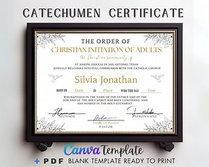 Certificate for Catechumens, RCIA Certificate, Canva Template, OCIA Certificate, Church Certificate, Religious Certificate. - Etsy