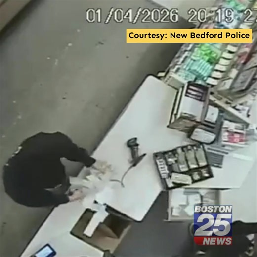#WATCH: New Bedford Police say surveillance shows a man, identified as Nicholas Ouimet of Dartmouth, shoving a store employee at Walgreens and stealing money from the register before taking off. He would later be found passed out behind the wheel of the car and taken into custody. | Boston 25 News