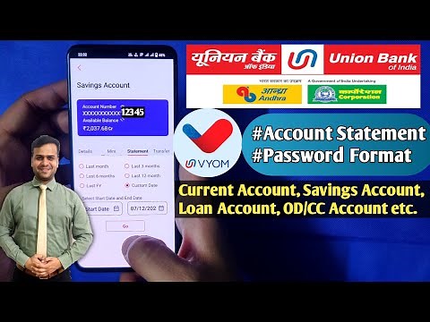 Download Free Statement From Vyom App and Know the password | Union bank mobile banking Vyom app