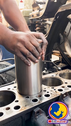 How Do Mechanics Install Engine Liners Perfectly? 😱 Ultimate Liner Installation Process #Shorts