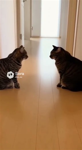 "You think you can stare me down?" 😒 | #AIart #funnycats #catmeme #standoff #relatable