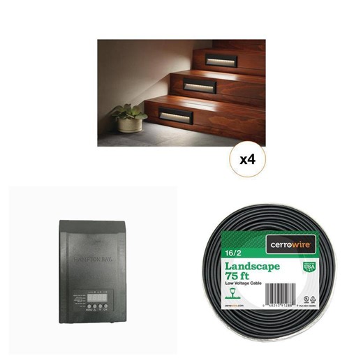 200-Watt Low-Voltage Landscape Transformer, 75 ft. 16/2 Wire and LED Deck Light Combo - The Home Depot