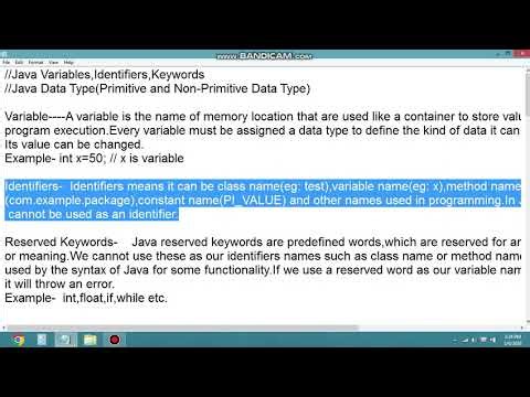 Java Variables,Identifiers,Keywords in Hindi