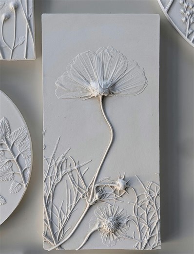 Cornish Plaster Cast Tile: Botanical Bas Relief Cosmos Flower Original Wall Art - Etsy