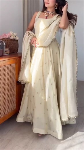 Off White Anarkali Suit Look ✨ Royal Ethnic Outfit Ideas 🔥#shorts #viral #fashion #trending #dress