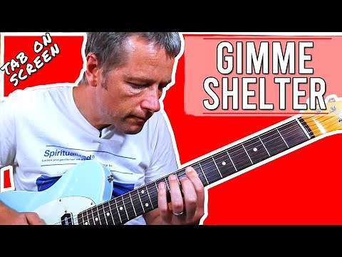 Learn how to play Gimme Shelter on Guitar | Rolling Stones | Tab on Screen