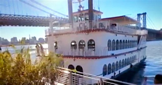 Party boat mishap: Paddle steamer crashes into Brooklyn pier
