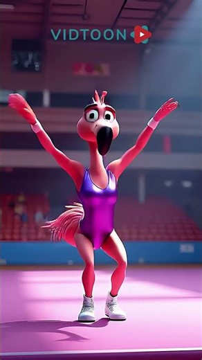 Flamingo Gymnast in Action! Realistic 3D Animal Athlete Animation 🩰🦩#cartoon #viral #shorts
