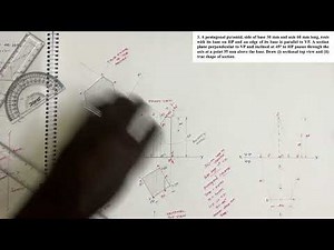 #13 Module-5 _ Section of Solid - Pentagonal Pyramid - C.P inclined to H.P _ Engineering Graphics