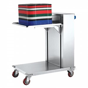 [Hot Item] Manufactory Full Size Stainless Steel Easy Take Stacking Tray Dispenser with Wheels