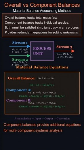 Overall vs components material Balance #processcalculations #chemicalengineering #engineering