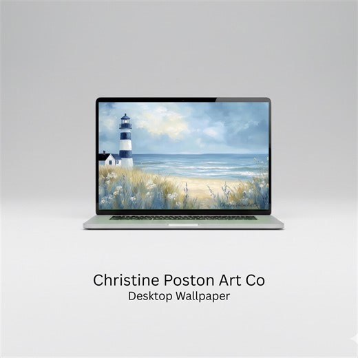 Spring Desktop Wallpaper New England Lighthouse Flowers, Coastal Summer Digital Background for MacBook Wallpaper, Nautical Laptop Wallpaper - Etsy