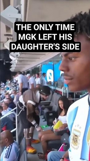 The only time mgk left his daughter's side during the World Cup Final was to💨.That's Paul Wesley btw