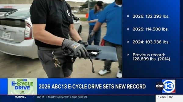 2026 ABC13 Earth Day E-Cycle Drive sets event record with 132K lbs. of electronic waste collected