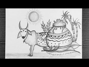 Mattu Pongal Pencil Drawing || How To Draw Pongal Drawing || Pongal Drawing Easy || Pencil Art