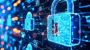 a padlock and a key on a computer screen Stock Video