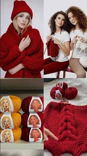 Faces yarn in Cardinal Red is made to stand out.