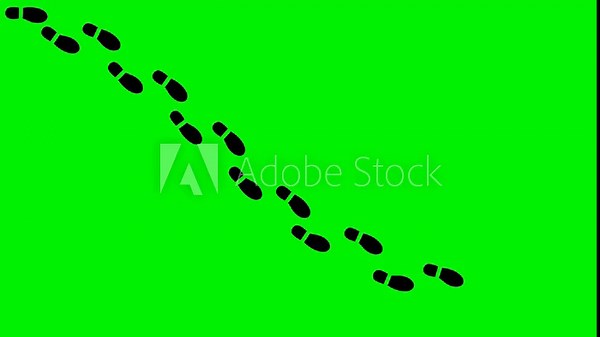 Human boot foot print walk animation on green screen. Two feet of single man icon video. Footsteps sign shoe footprint footage. Animated Person feet steps in 4k