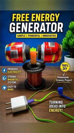 FREE ENERGY GENERATOR DIY ⚡ Amazing Science Project Using Coke Cans & Copper Coil!