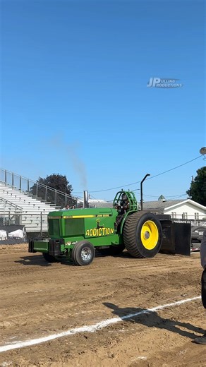 “Addiction” Hot Farm Tractor taking off in Goshen, IN! #JohnDeere #Tractor #Turbo #Diesel | JP Pulling Productions
