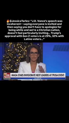 The Tennessee Holler on Instagram: "🔥 @jessicatarlov : “J.D. Vance’s speech was incoherent— saying everyone is invited and then saying you don’t have to apologize for being white and we’re a Christian nation, doesn’t feel particularly inviting… Trump’s approval with Gen Z voters is at 29%, 32% with Latino voters…”"