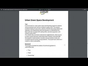 Civil Service Verbal Test - Practice Scenario - Urban Green Space Development