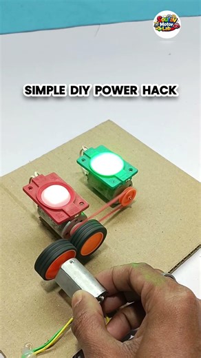 Diy 12V Dc Motor Generator With 2 Led Lights | Amazing Toy Motor Power Hack💥⚙️