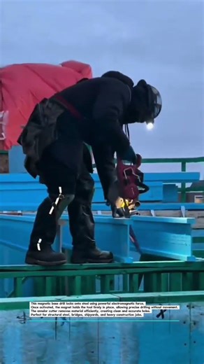 Magnetic Drill Cuts Steel Like Butter #SteelWork #Construction #HeavyDuty
