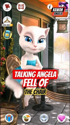 My Talking Angela Old Version || Talking Angela Fell of the Chair at the Cafe